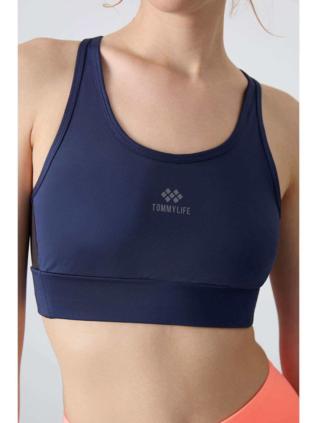 İndigo Çapraz Sırt Detaylı Slim Fit U Yaka Pedli Kadın Spor Büstiyer - 97121-1