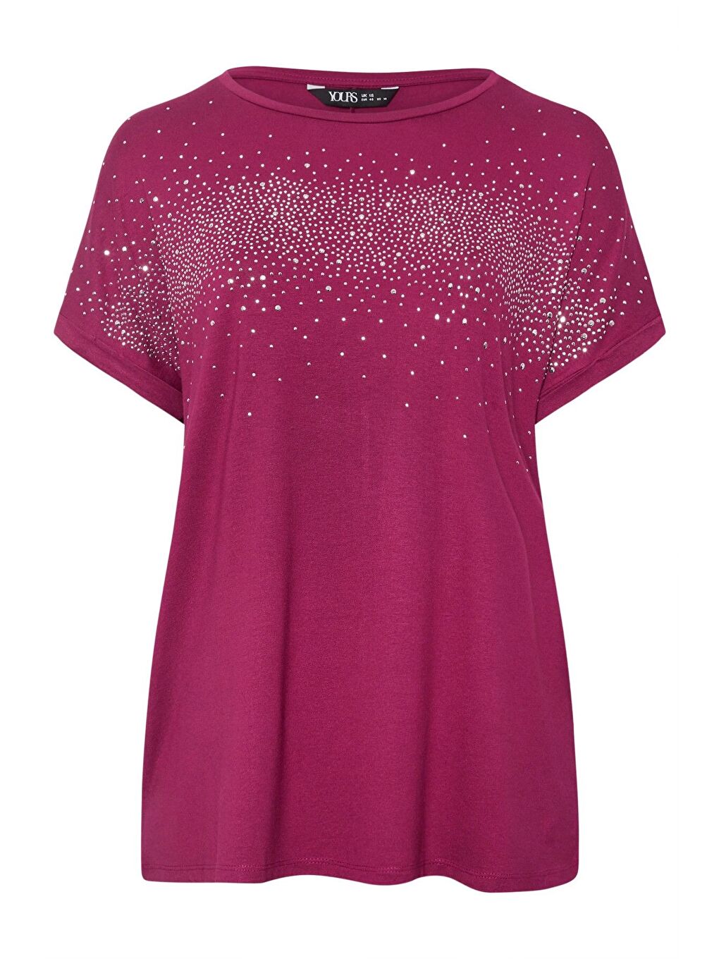 Bordo Büyük Beden Bisiklet Yaka Taş İşlemeli Kısa Kollu Bluz 322207-5