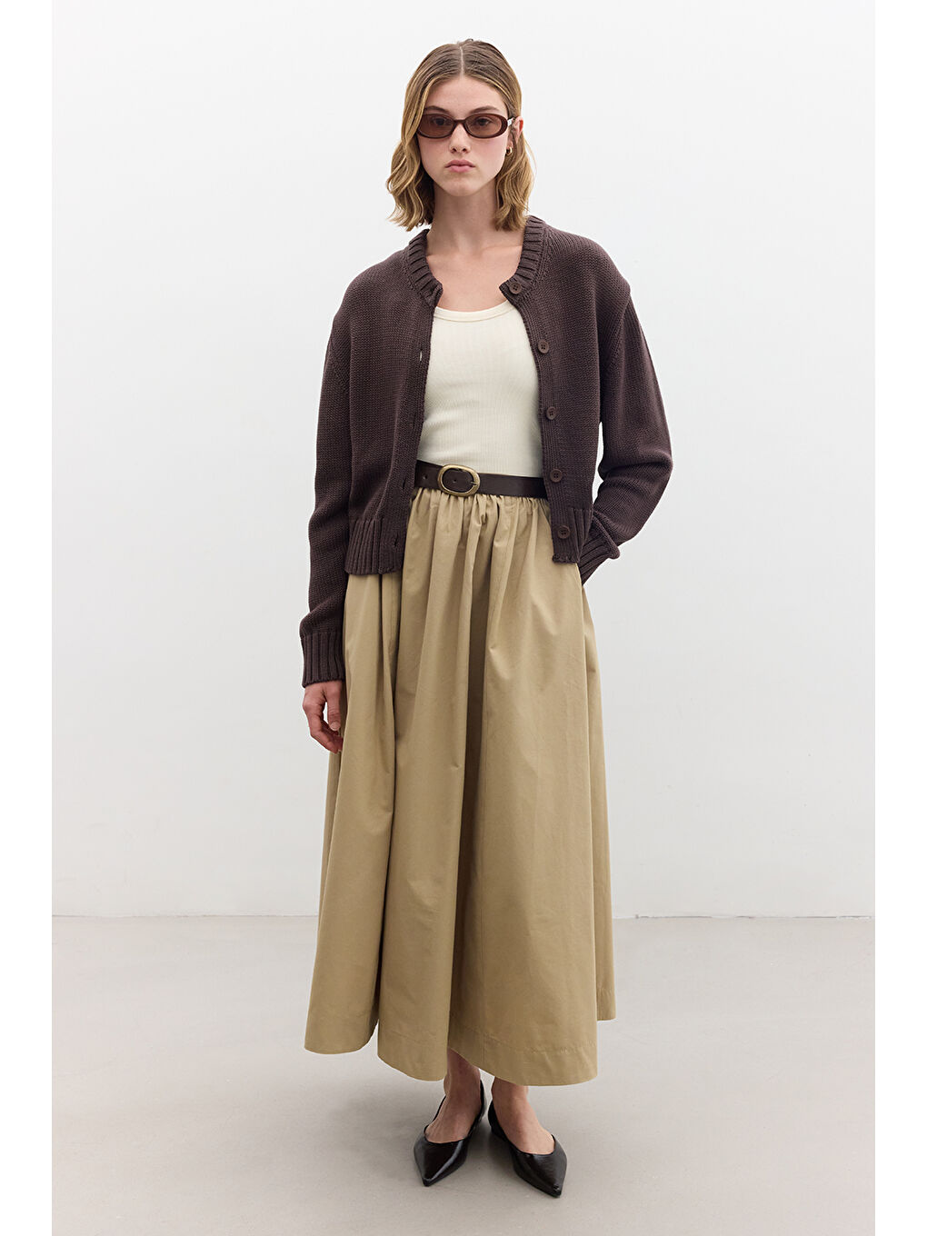 Pamuklu Triko Hırka Kahverengi-1