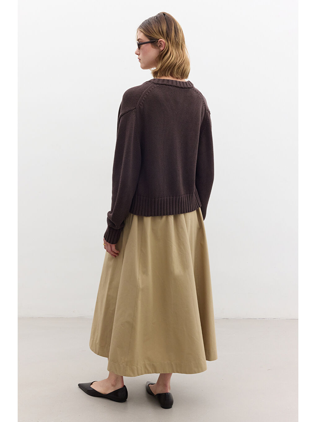 Pamuklu Triko Hırka Kahverengi-3