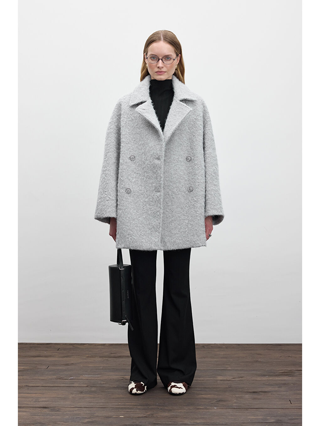 Kruvaze Kapama Kaşe Kaban Gri-2