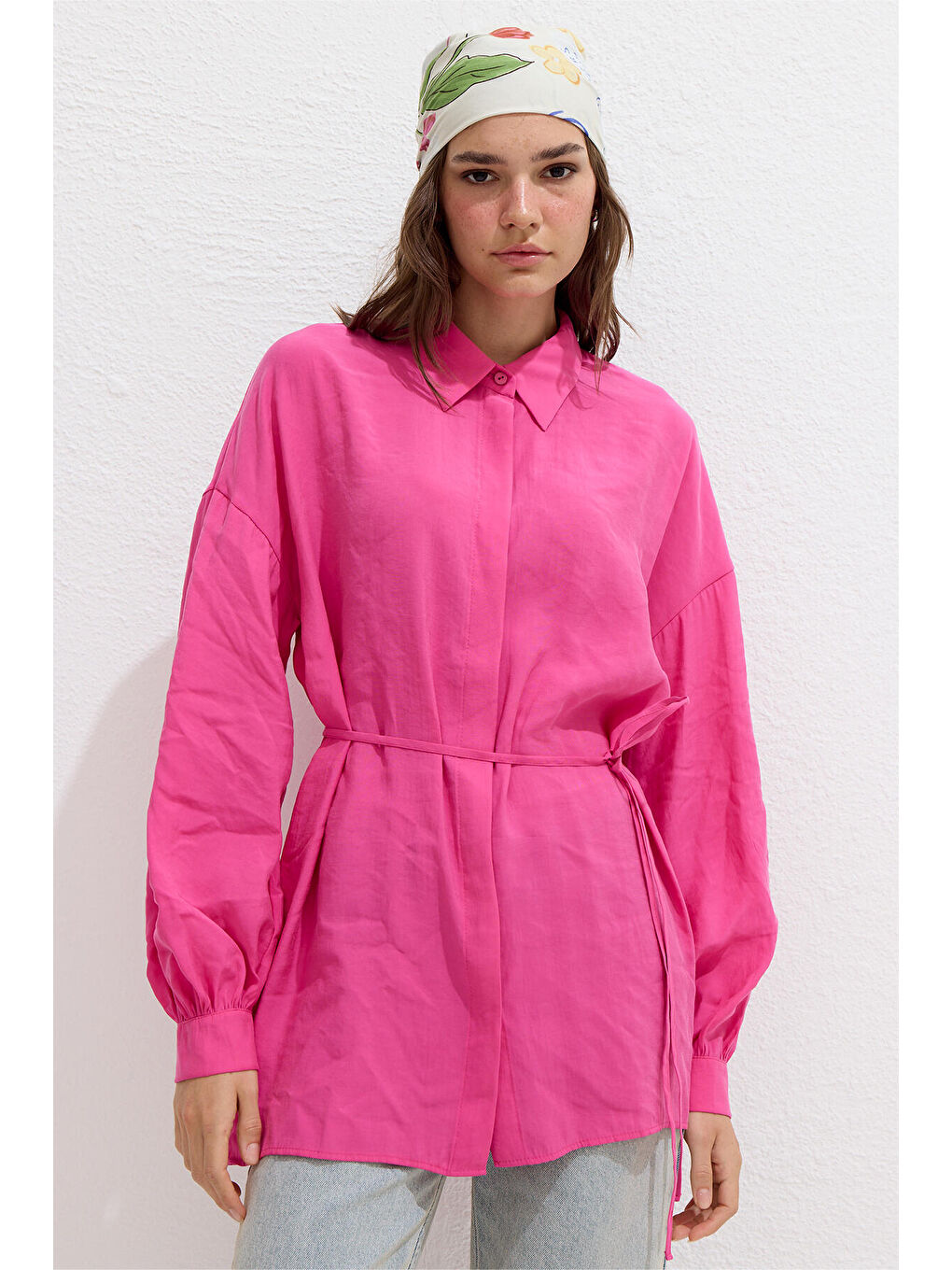 Lyocell Rahat Gömlek Pembe-1