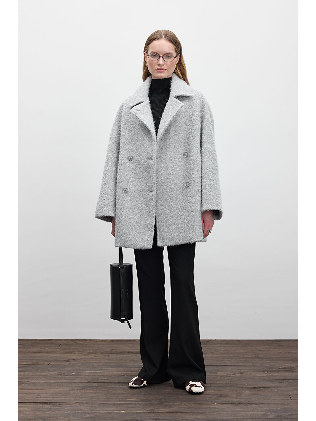 Kruvaze Kapama Kaşe Kaban Gri-3