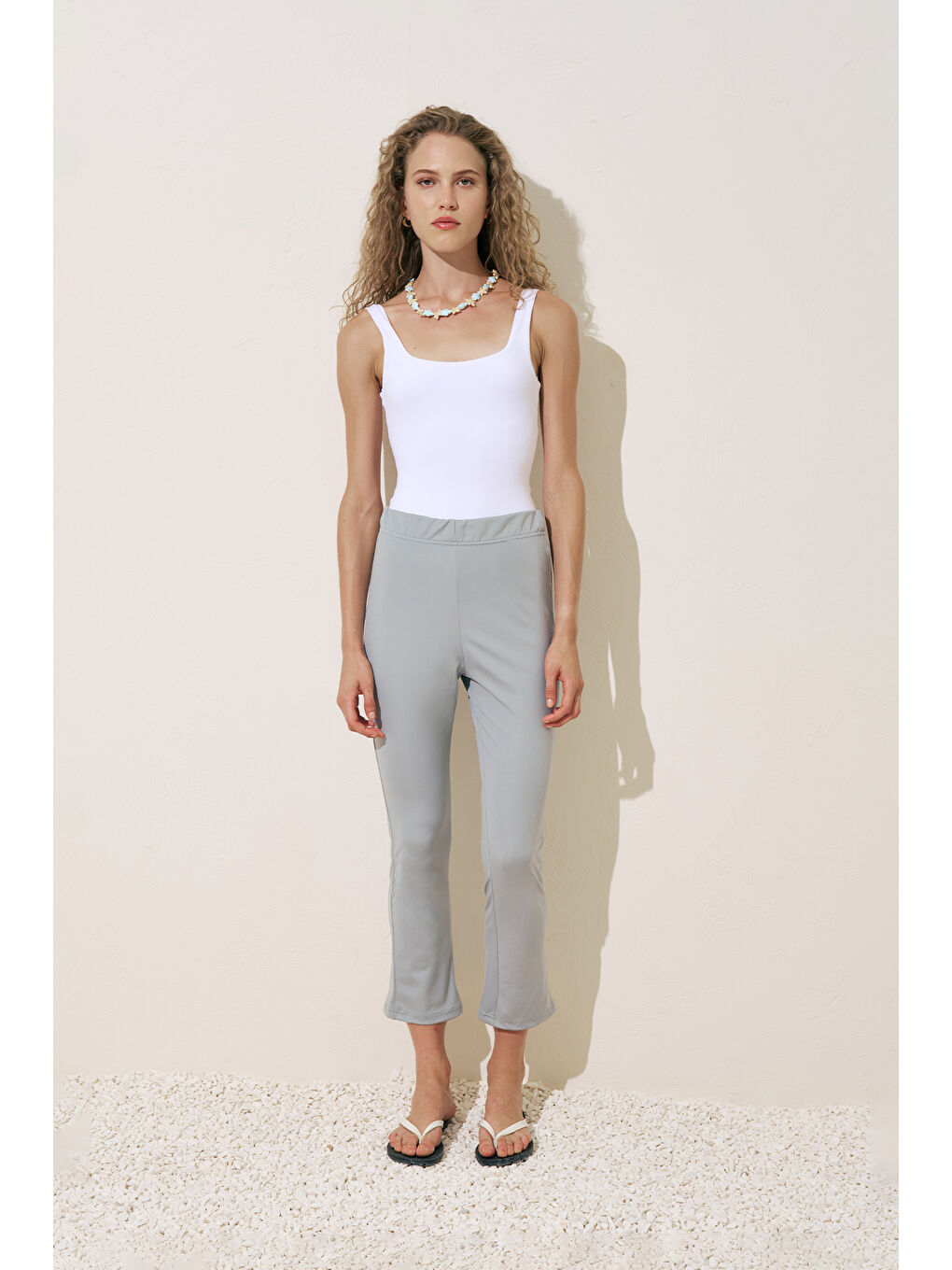 Flare Paça Tesettür Mayo Pantolon Mavi-2