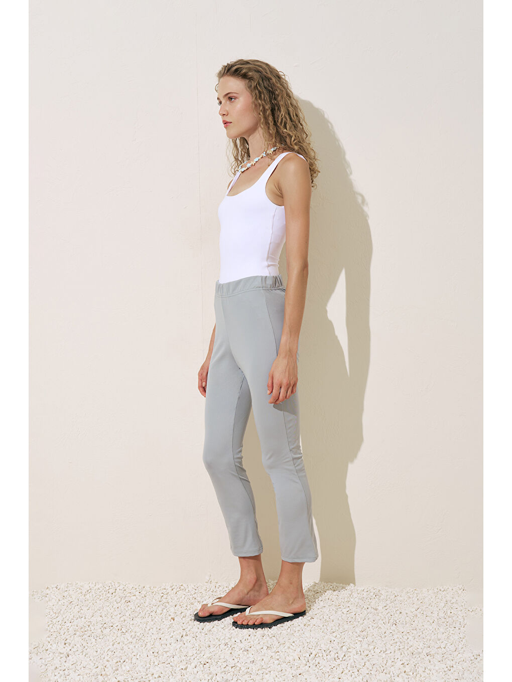 Flare Paça Tesettür Mayo Pantolon Mavi-3