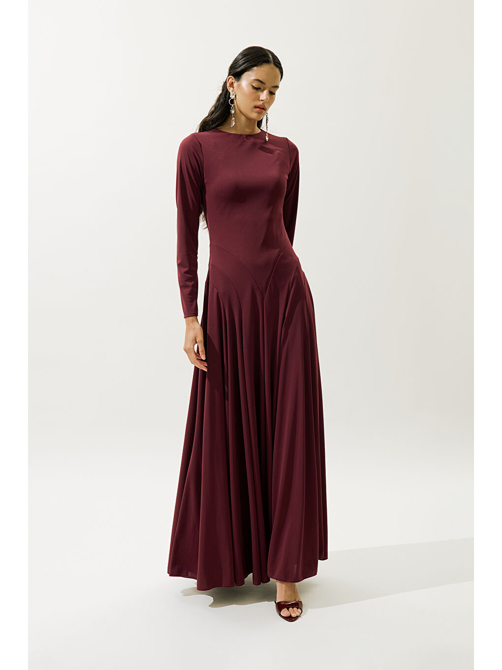 Asıa Abiye Elbise Bordo-2