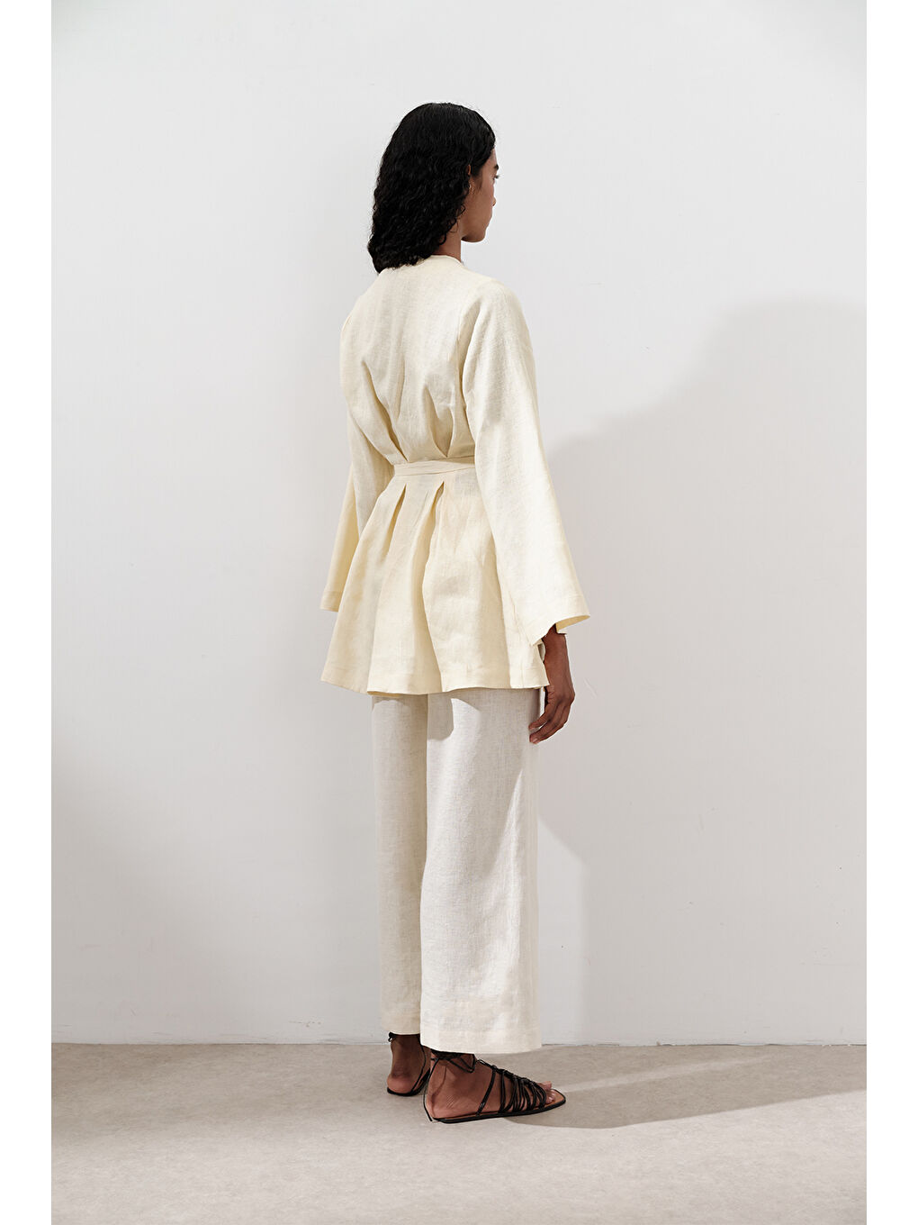 Keten Pensli Tunik Sarı-7