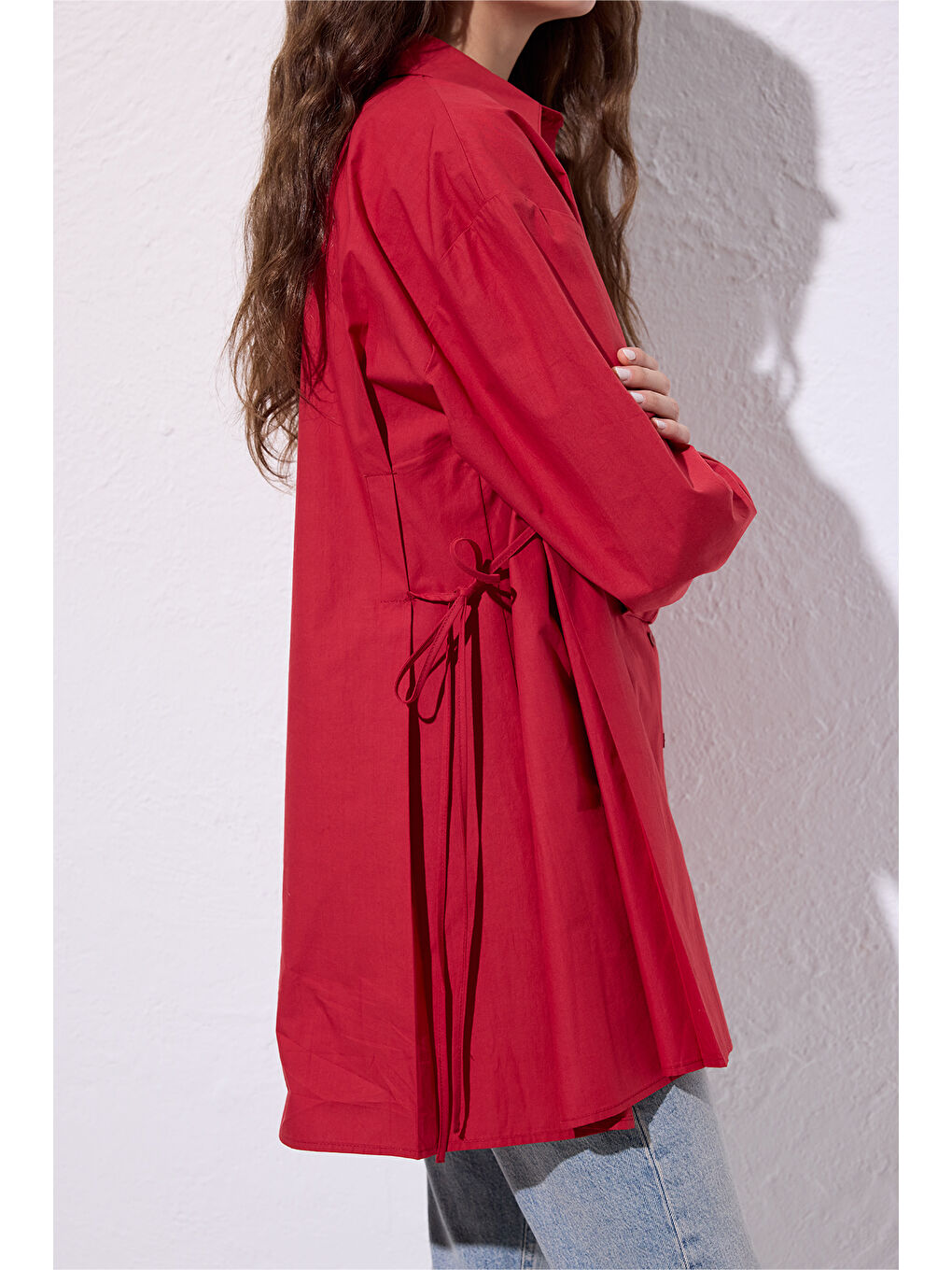 Bağlama Detaylı Gömlek Kırmızı-2