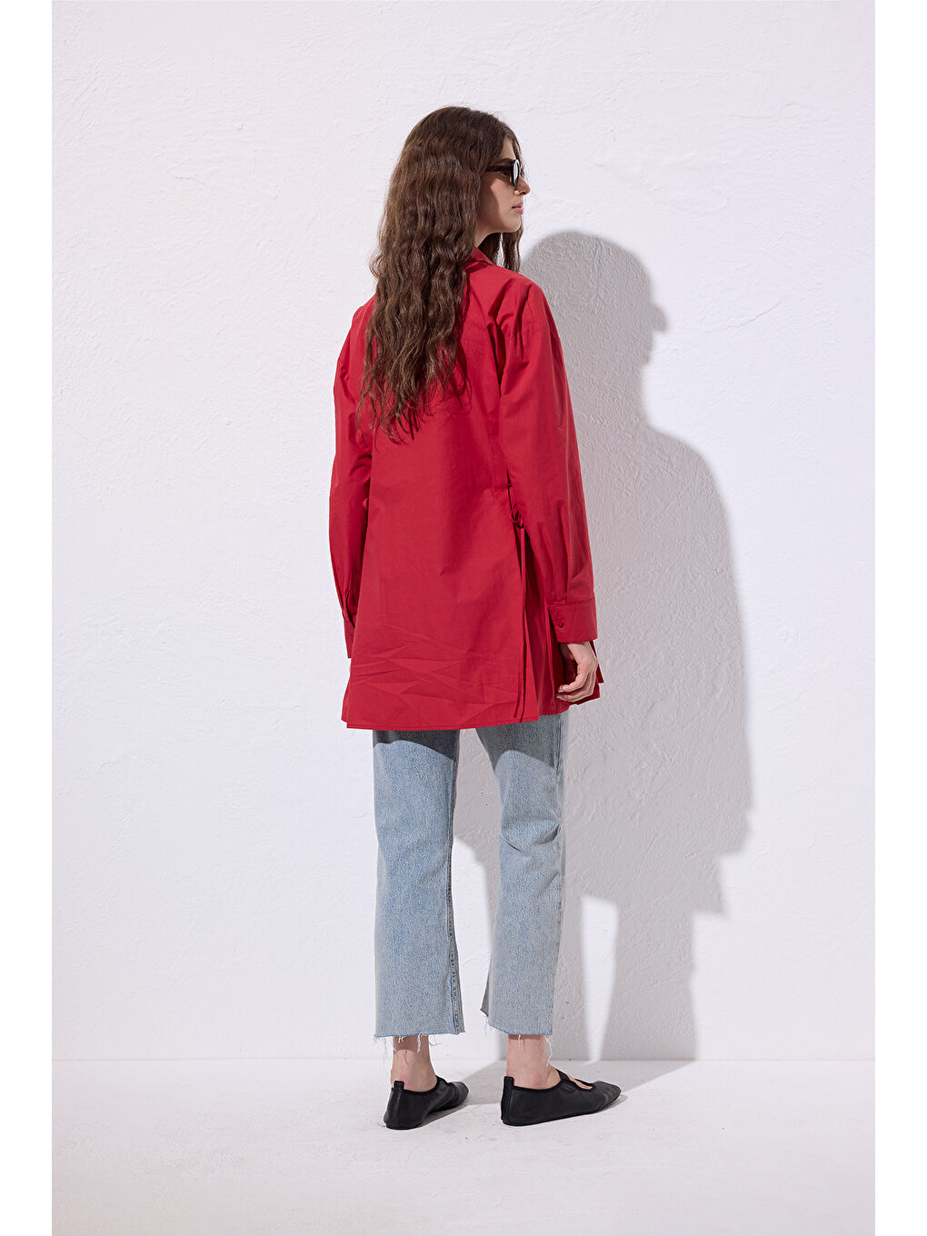 Bağlama Detaylı Gömlek Kırmızı-3