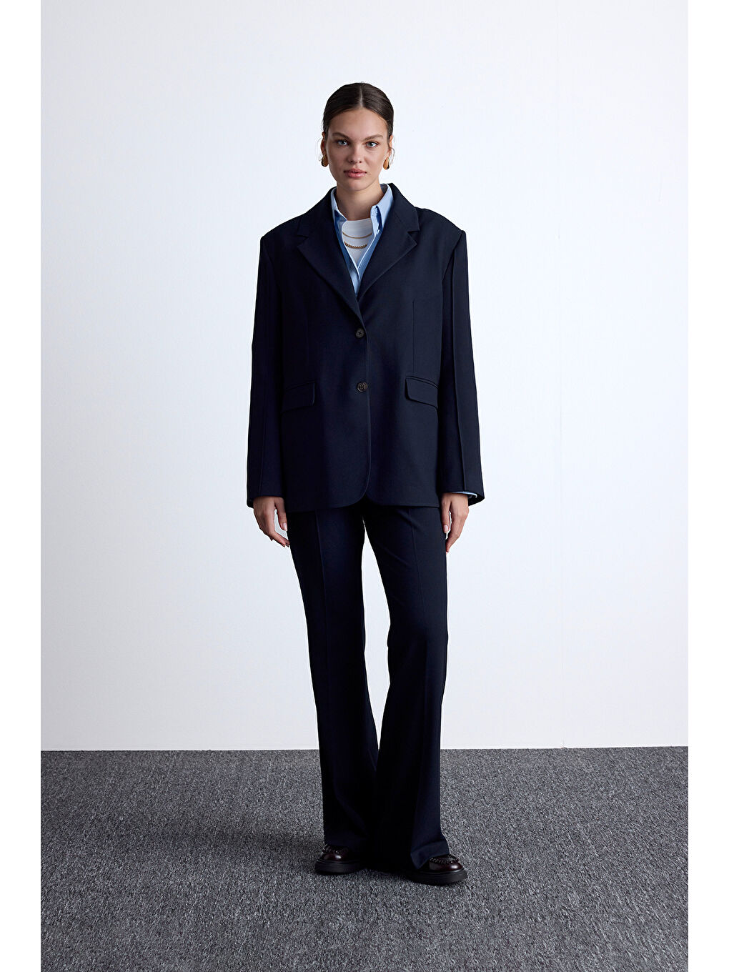 Klasik Kesim Blazer Ceket Lacivert-4