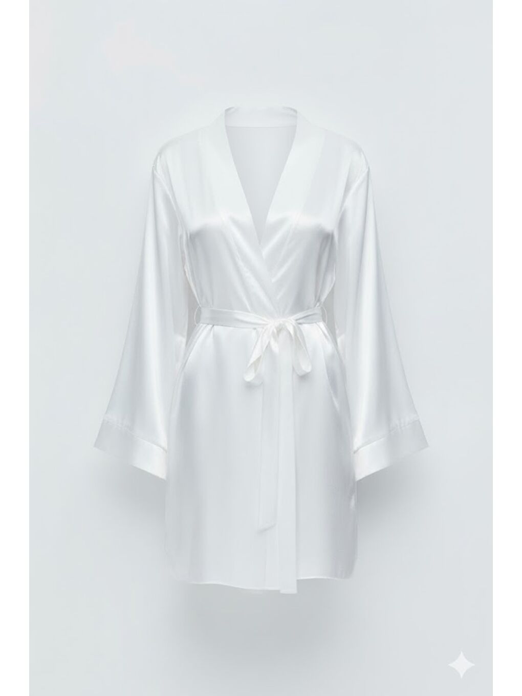 Sırt Detay Uzun Kol Saten Sabahlık 091 Ekru