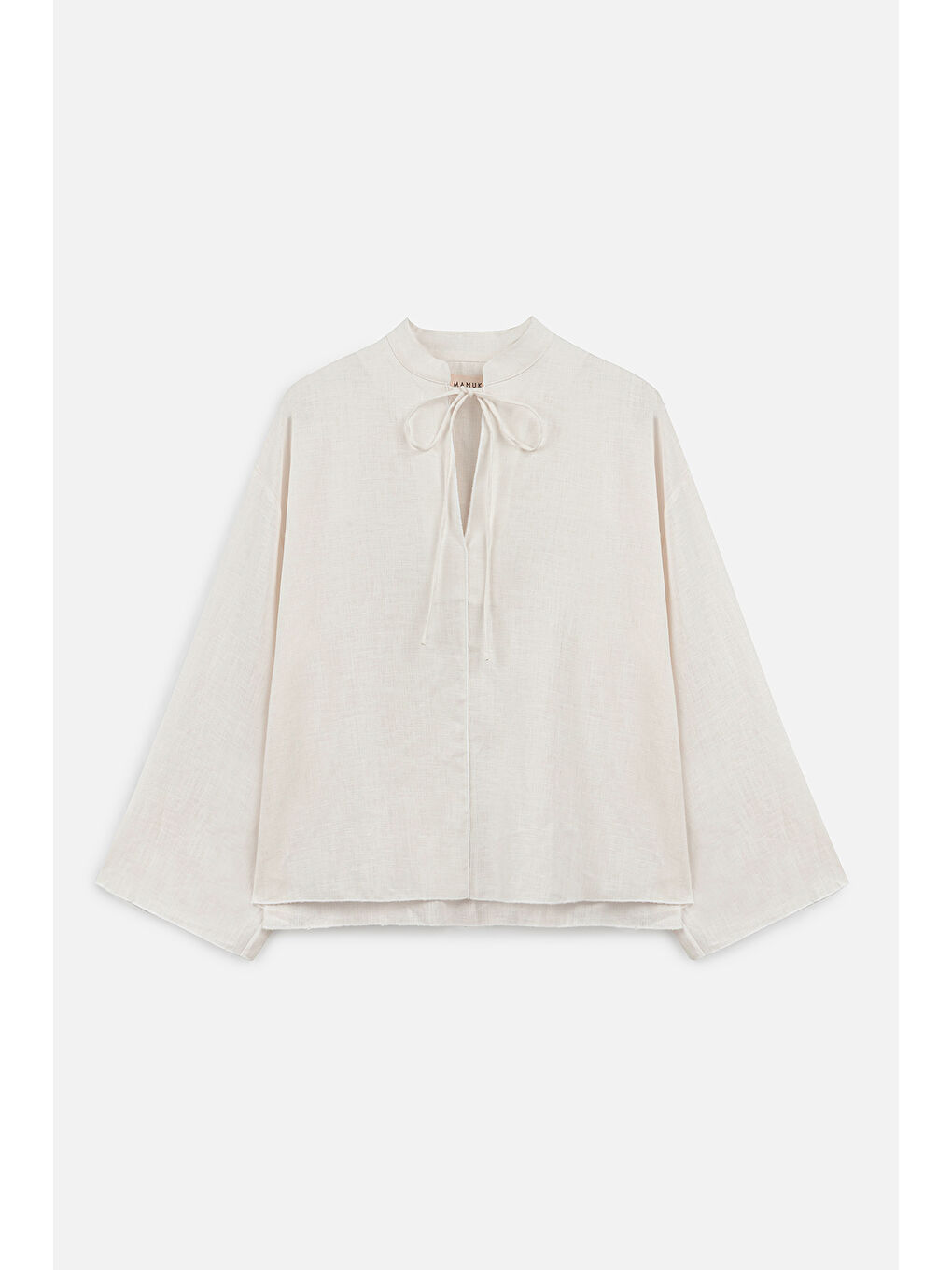 Bej Keten Bağlamalı Bluz Vanilya-1