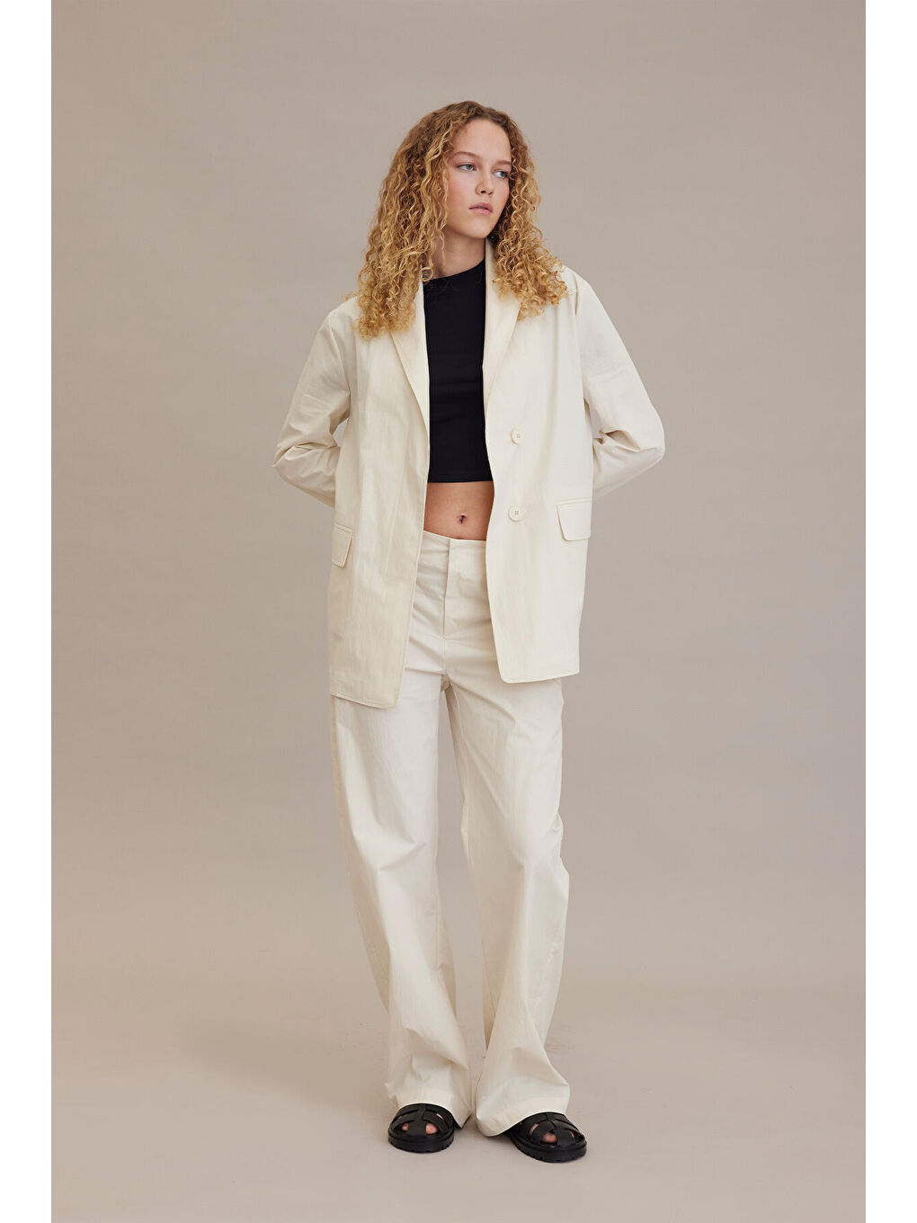 Bej Rahat Blazer Ceket Vanilya-2