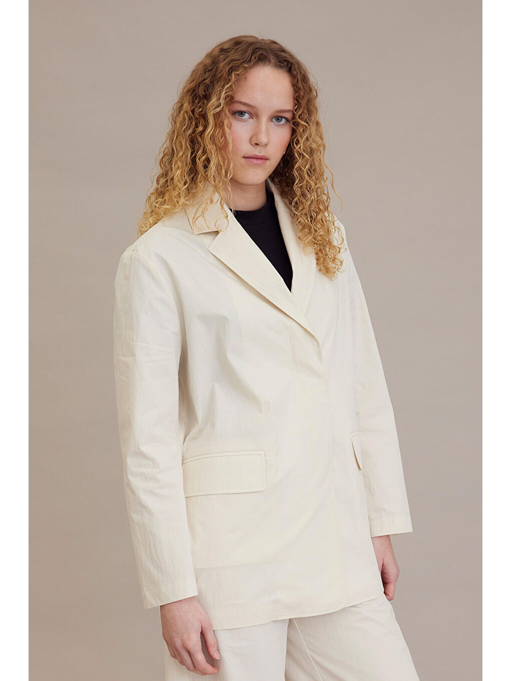 Bej Rahat Blazer Ceket Vanilya-3