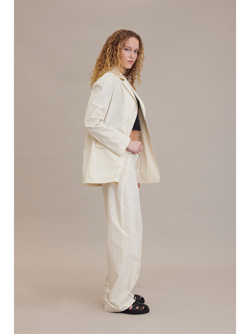 Bej Rahat Blazer Ceket Vanilya-4