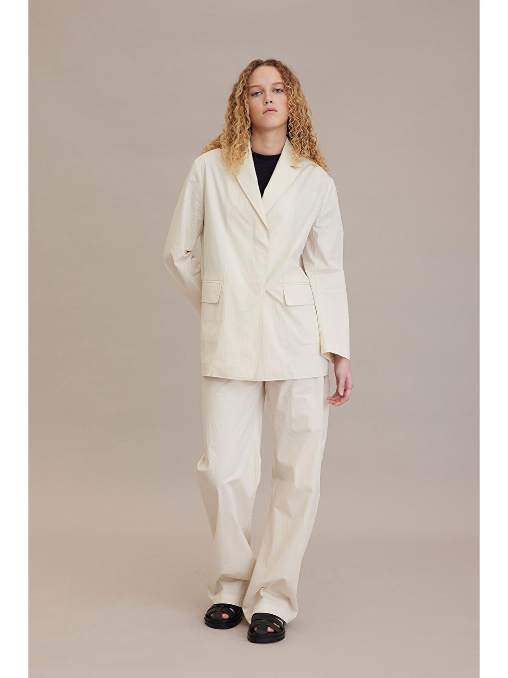 Bej Rahat Blazer Ceket Vanilya-5