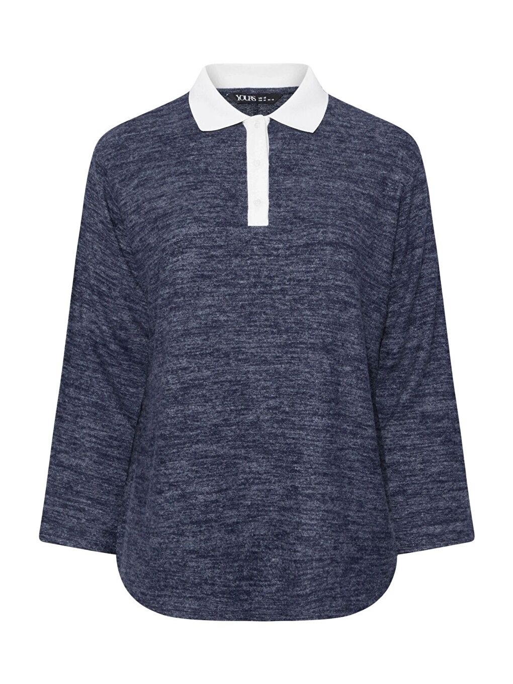 Lacivert Büyük Beden Gömlek Yaka Uzun Kollu Yumuşak Dokulu Kazak 285043-5