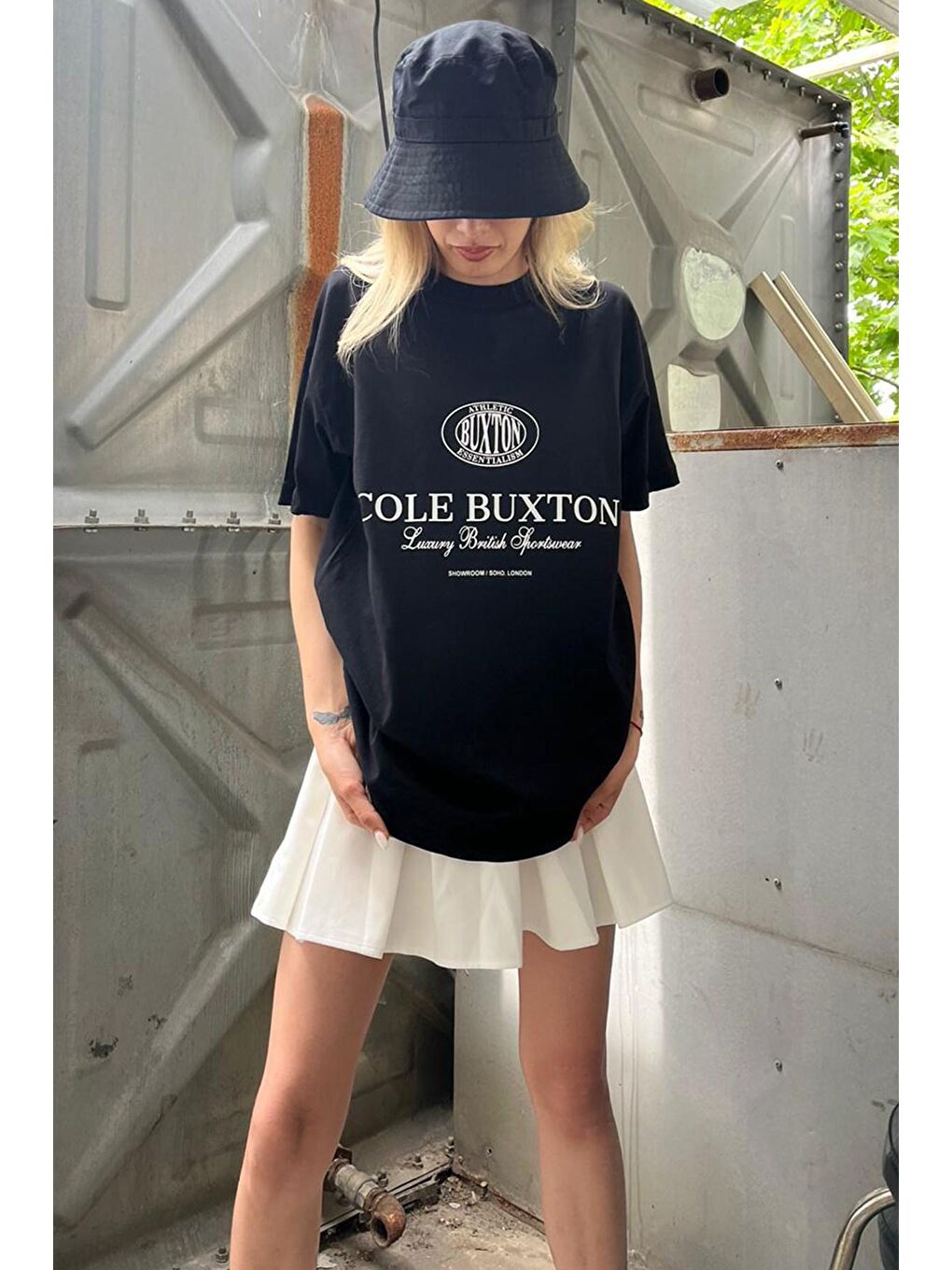 Siyah Baskılı Oversize Tişört Mg1512-2