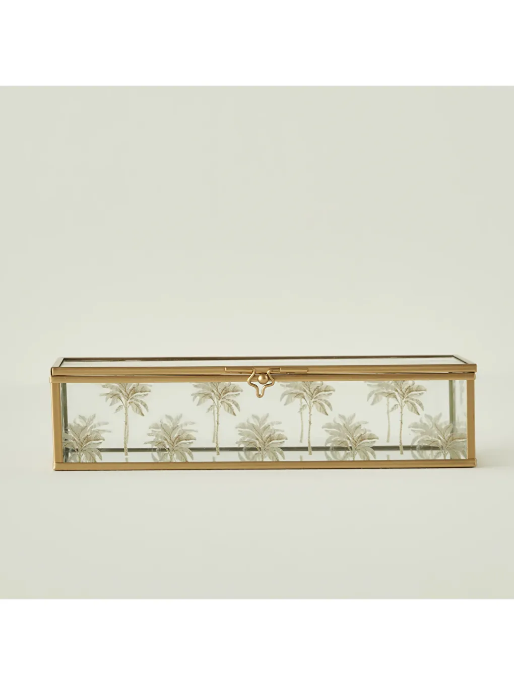Sarı Palm Cam Dekoratif Kutu Gold (10x22x5 cm)