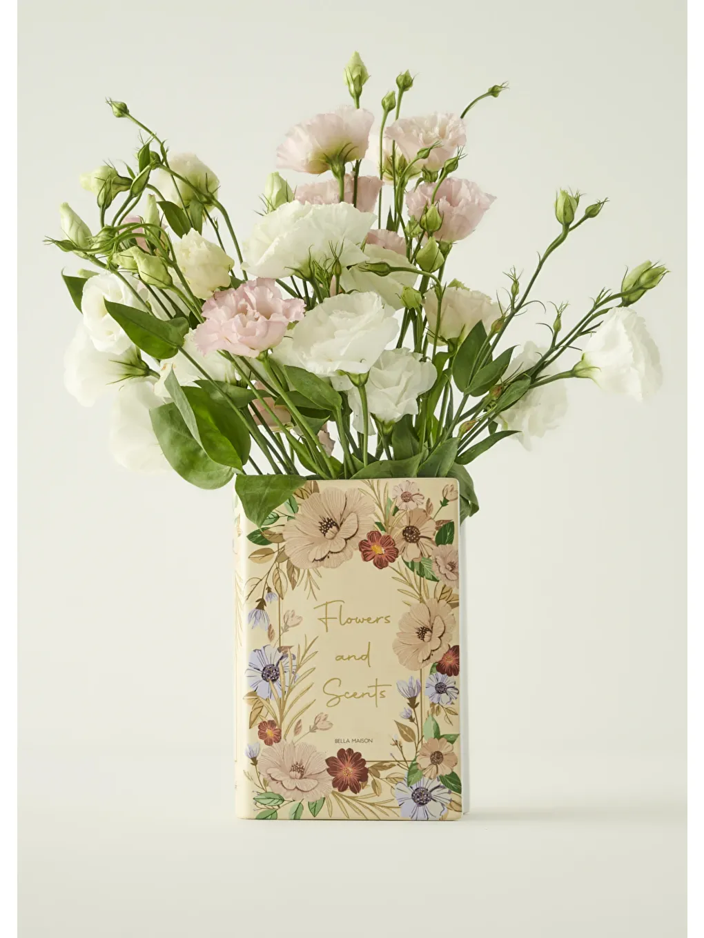 Ekru Book Seramik Vazo Krem (14x7x20 cm)