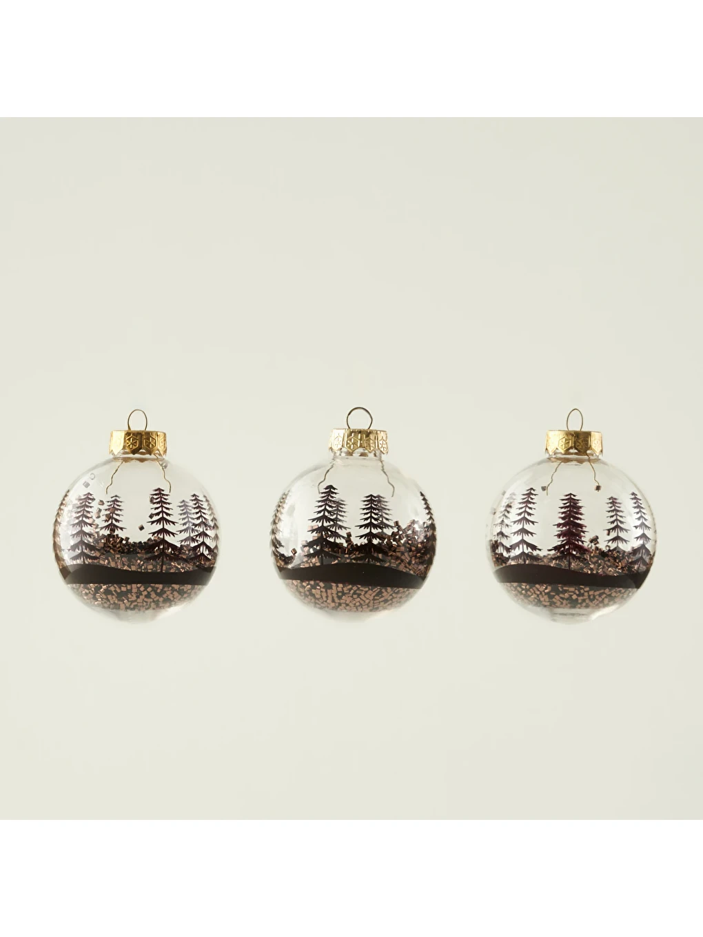 Christmas 3'lü Dekoratif Süs Kahverengi (8 Cm)-1