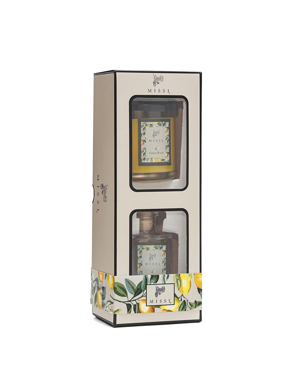 Sarı Limon Çiçeği Oda Kokusu ve Vegan Mum Hediye Seti-2