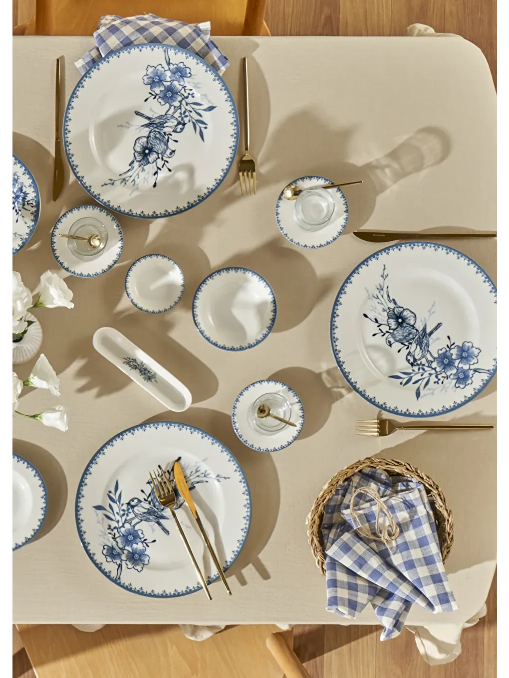 Bleu Blanc Porselen 26 Parça 6 Kişilik Kahvaltı Takımı Mavi