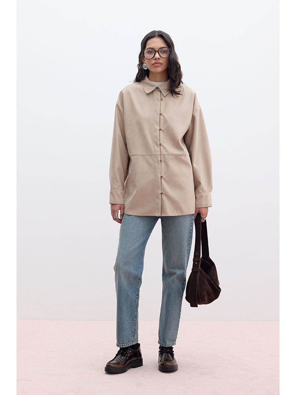 Bej Suni Süet Gömlek Kum-1
