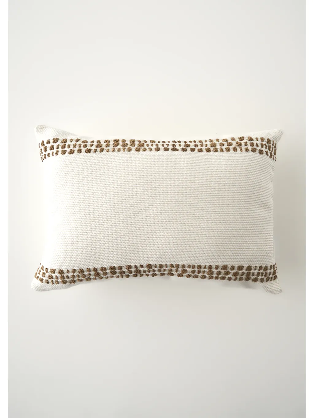 Kahverengi Tassel Dekoratif Kırlent Kılıfı Krem (35x50 cm)