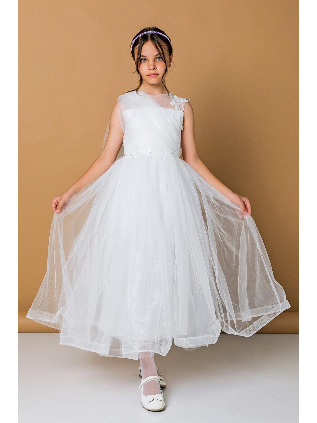 Ekru Kız Çocuk Abiye