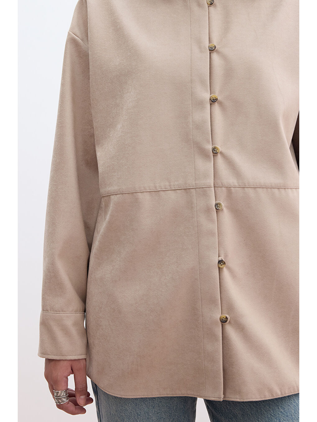 Bej Suni Süet Gömlek Kum-3