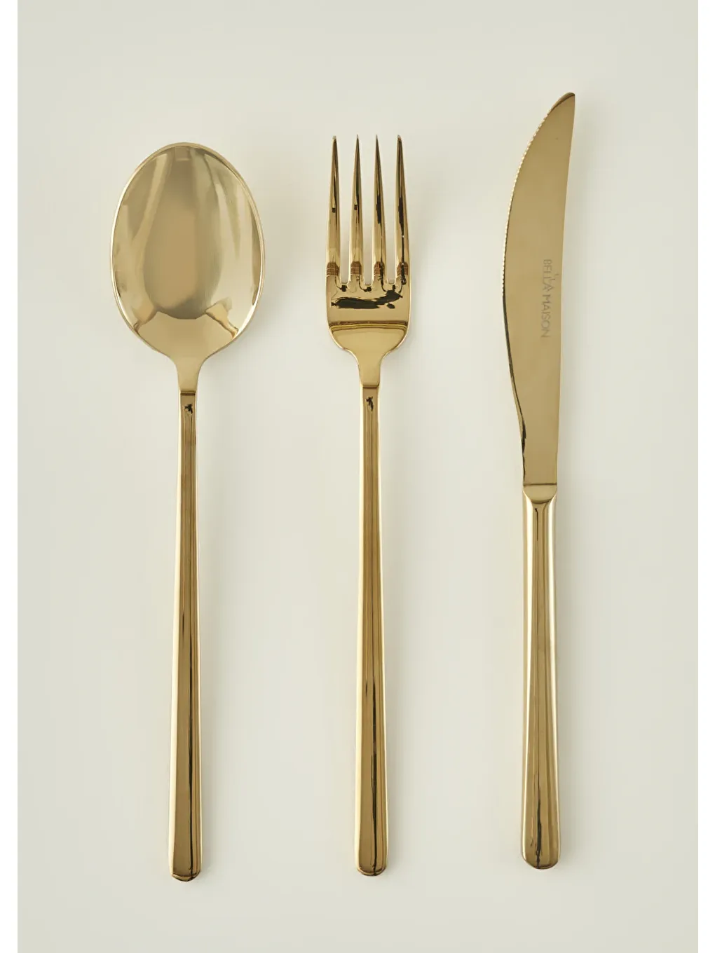 Sarı Milano 18 Parça Yemek Çatal Kaşık Bıçak Seti Gold