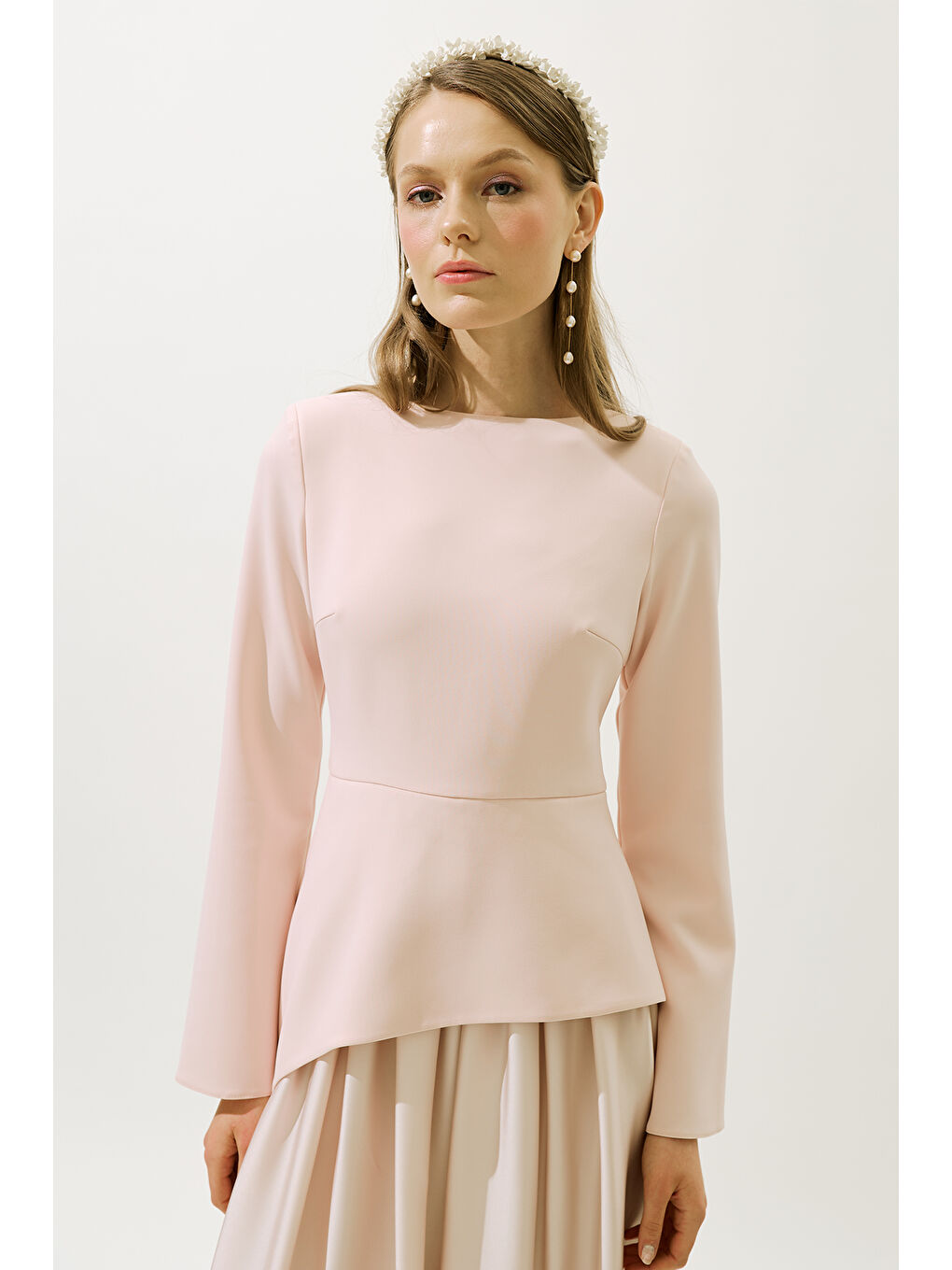 Pembe Annıta Abiye Elbise Pudra-6