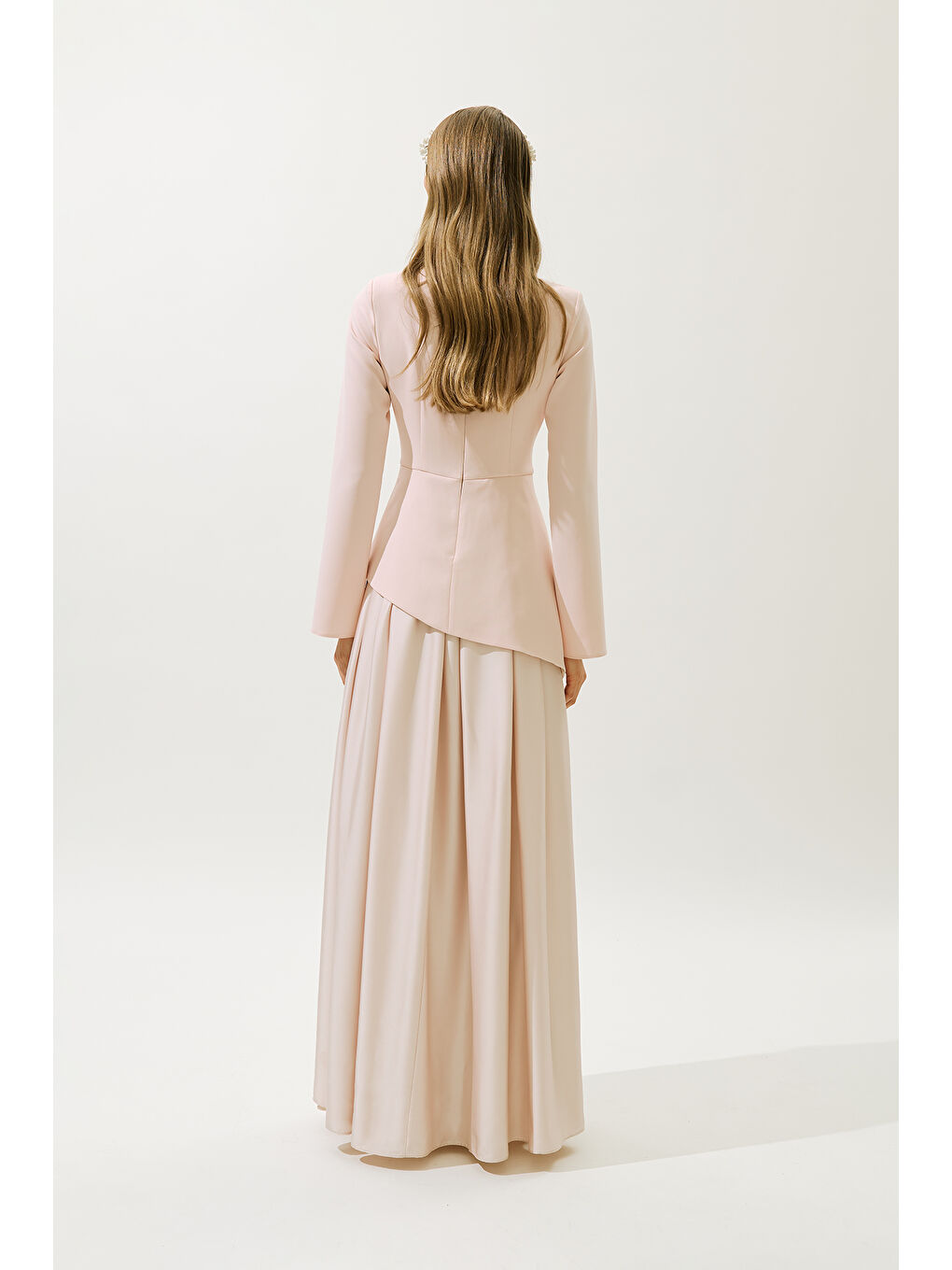 Pembe Annıta Abiye Elbise Pudra-7