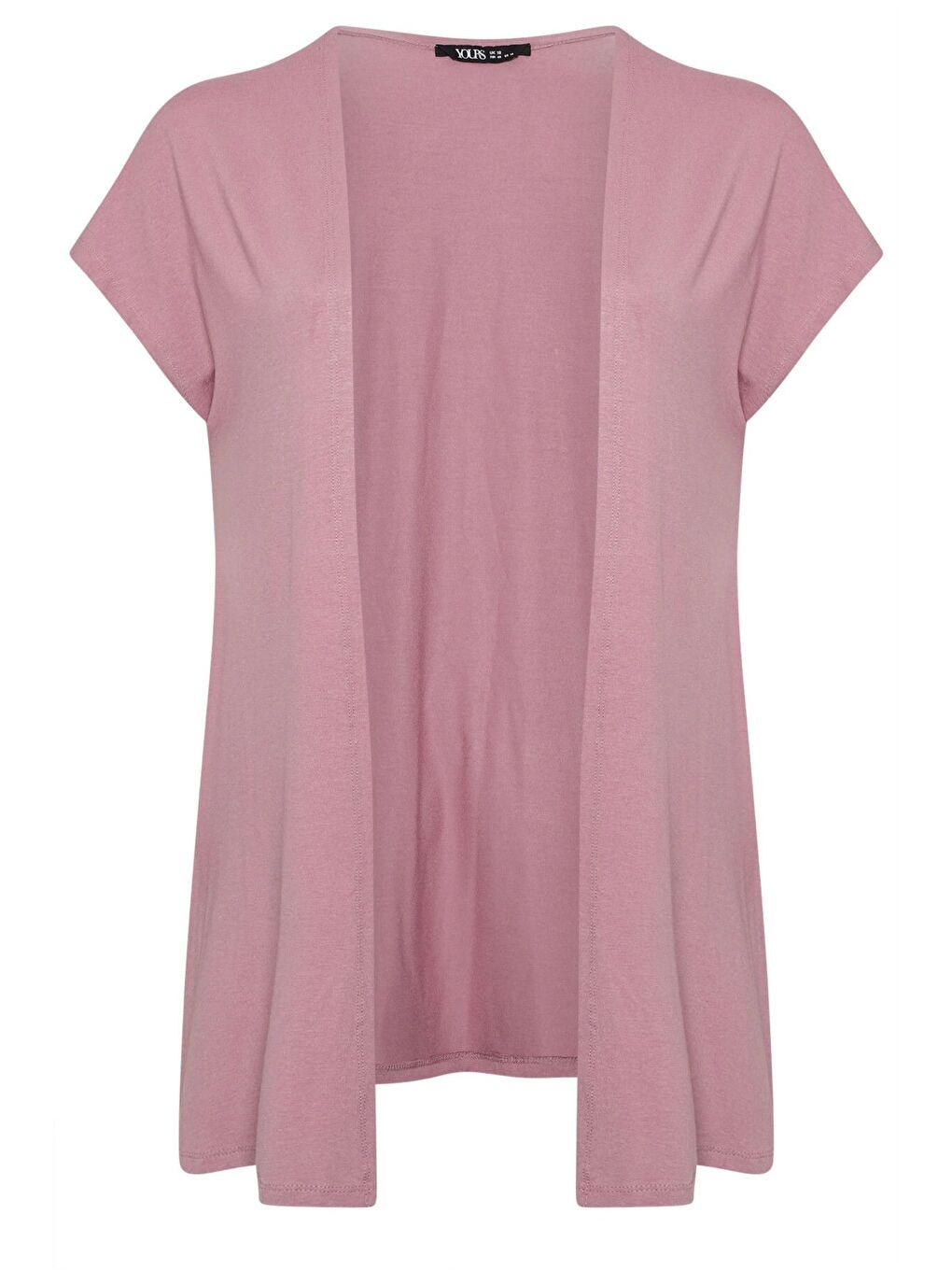 Pembe Büyük Beden Kısa Kollu Önü Kapamasız İnce Hırka 322645-5