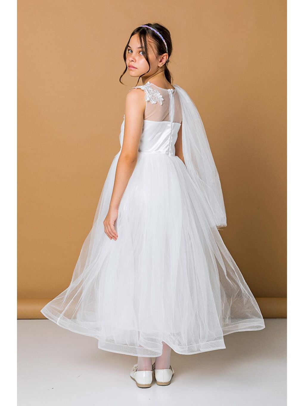 Ekru Kız Çocuk Abiye-1