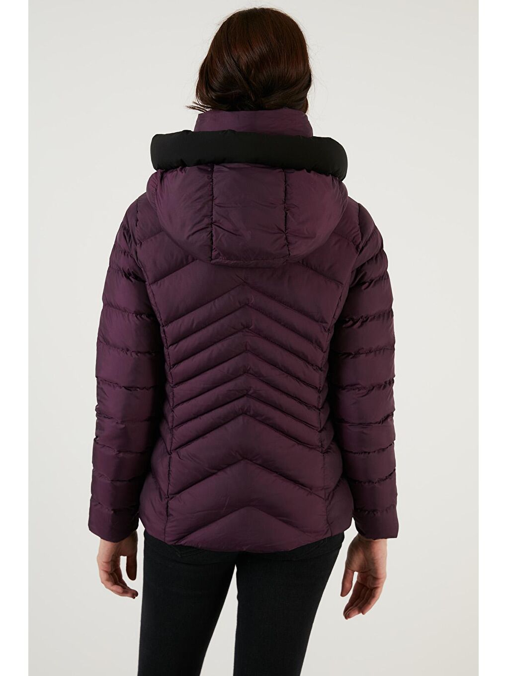 Mor Kapüşonlu Cepli Dar Kesim Şişme Mont 6274120-4