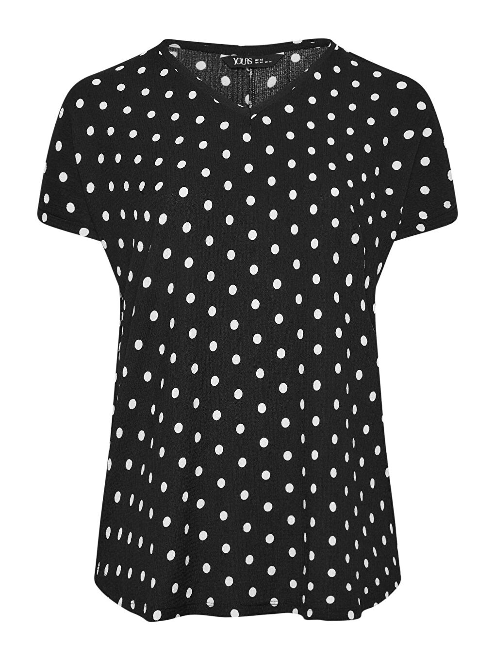 Siyah Büyük Beden Kısa Kollu V Yaka Puantiyeli Bluz 303497-5