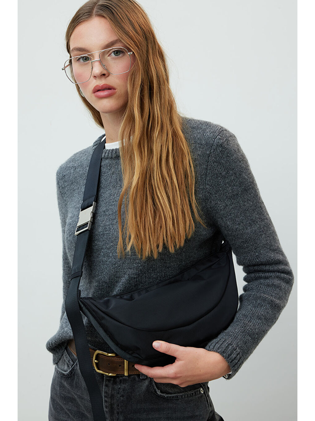 Lexa Metal Tokalı Çapraz Çanta Siyah