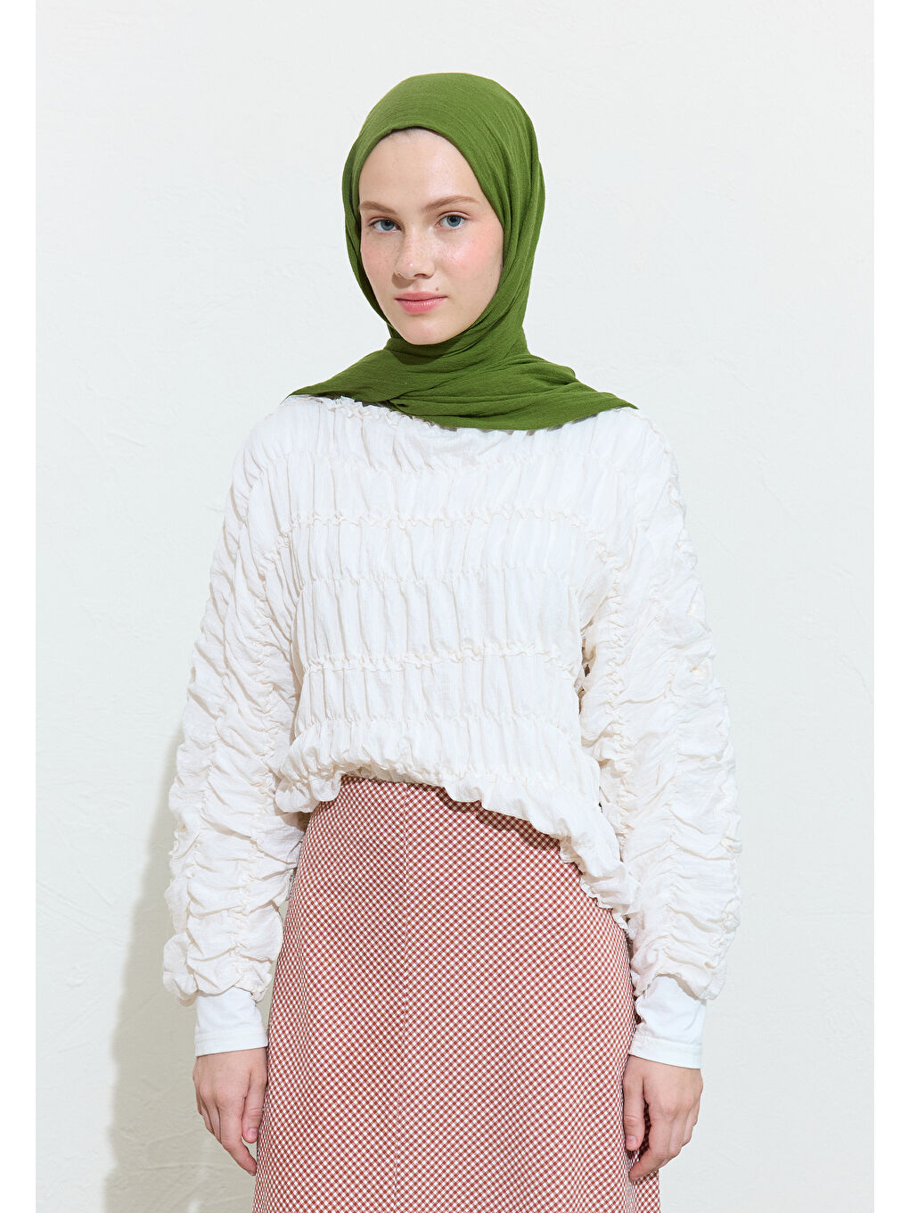 Yeşil Avocado Toast Pamuklu Keten Şal-2