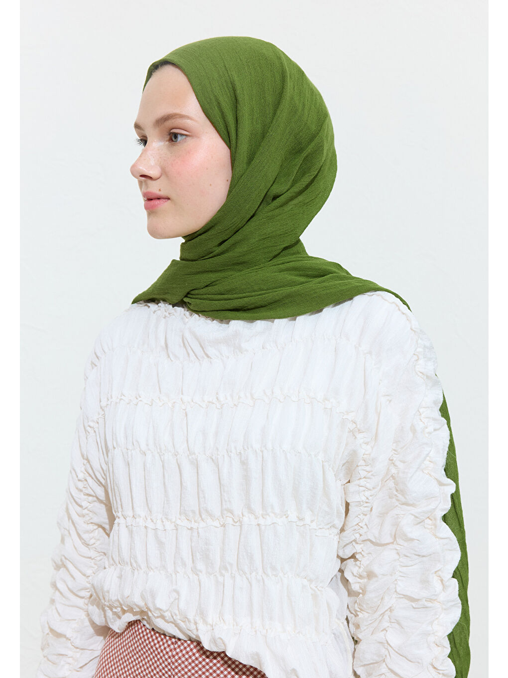 Yeşil Avocado Toast Pamuklu Keten Şal-3