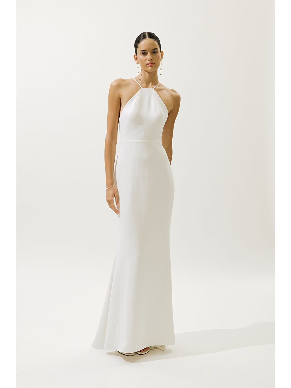 Frances Pelerinli Abiye Elbise Ekru-4