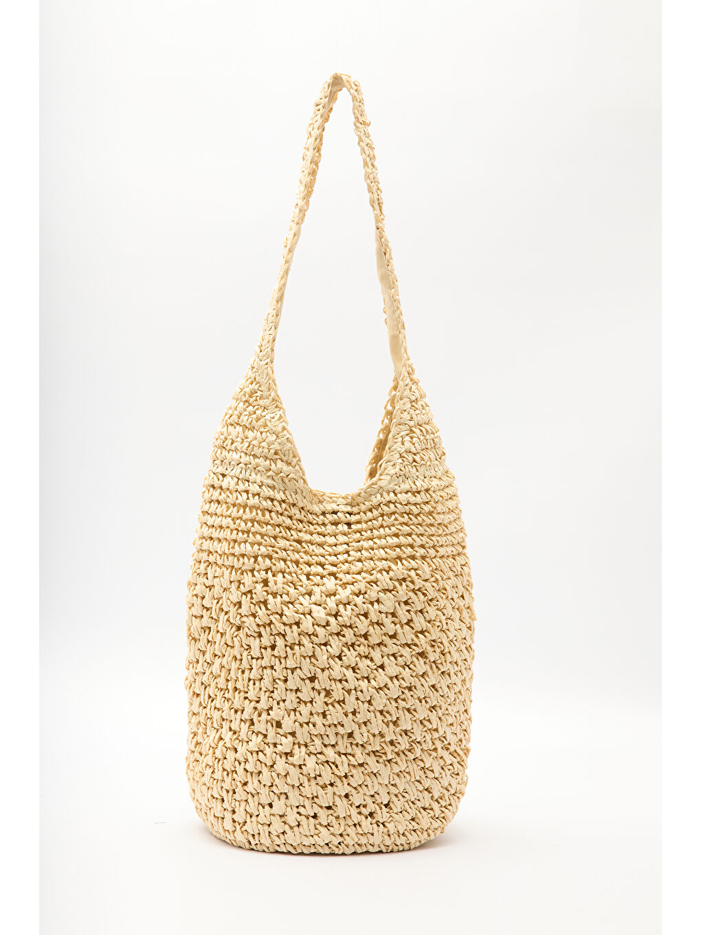 Örgülü Hasır Çapraz Çanta Bej-4