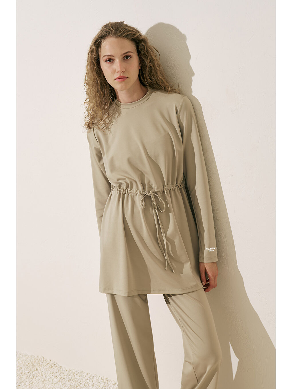 Beli Ayarlamalı Tesettür Mayo Yeşil