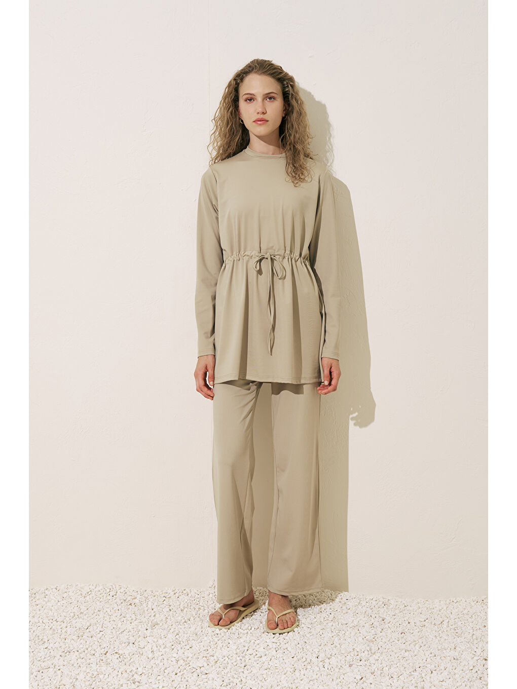 Beli Ayarlamalı Tesettür Mayo Yeşil-1