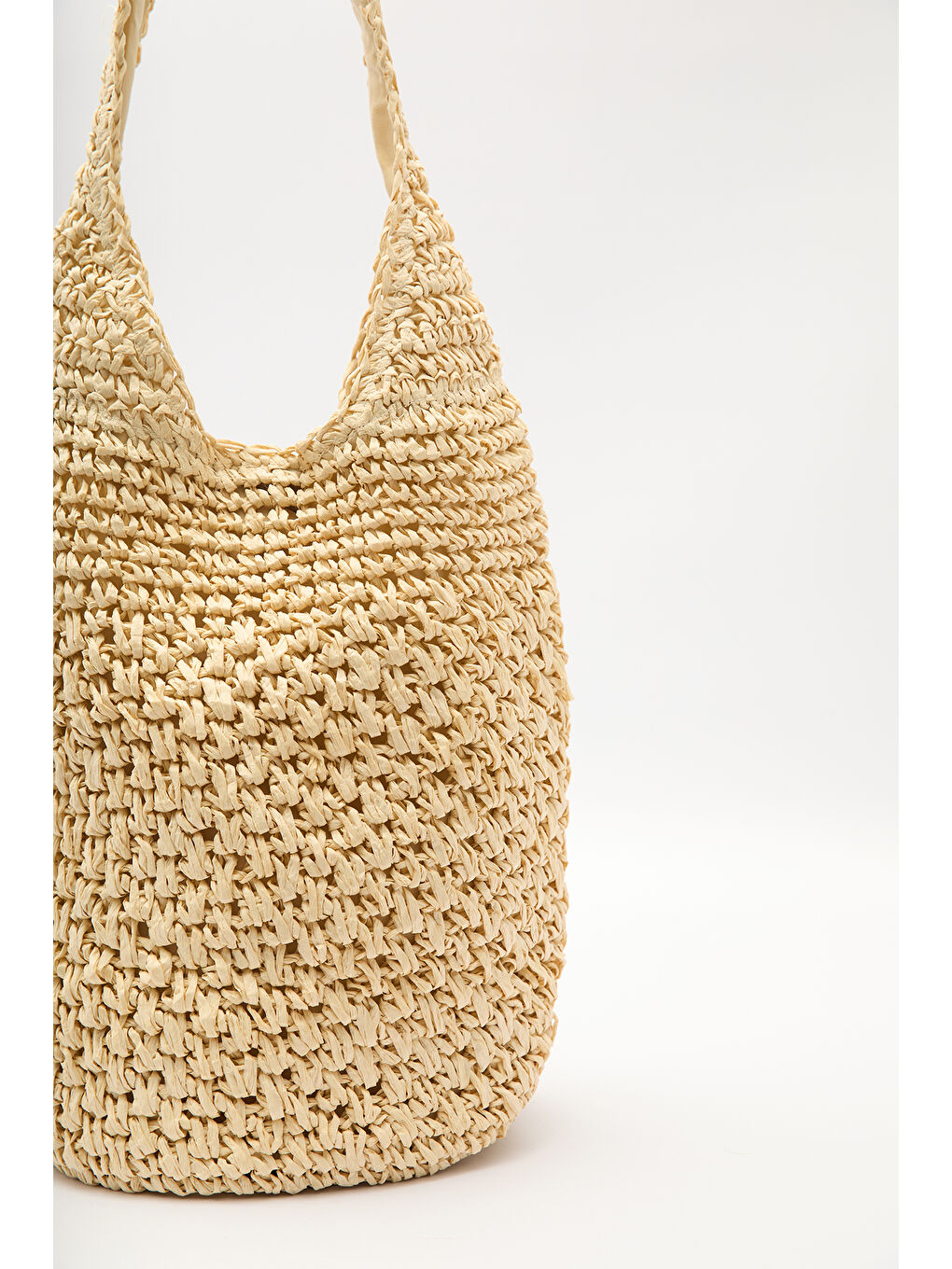 Örgülü Hasır Çapraz Çanta Bej-5