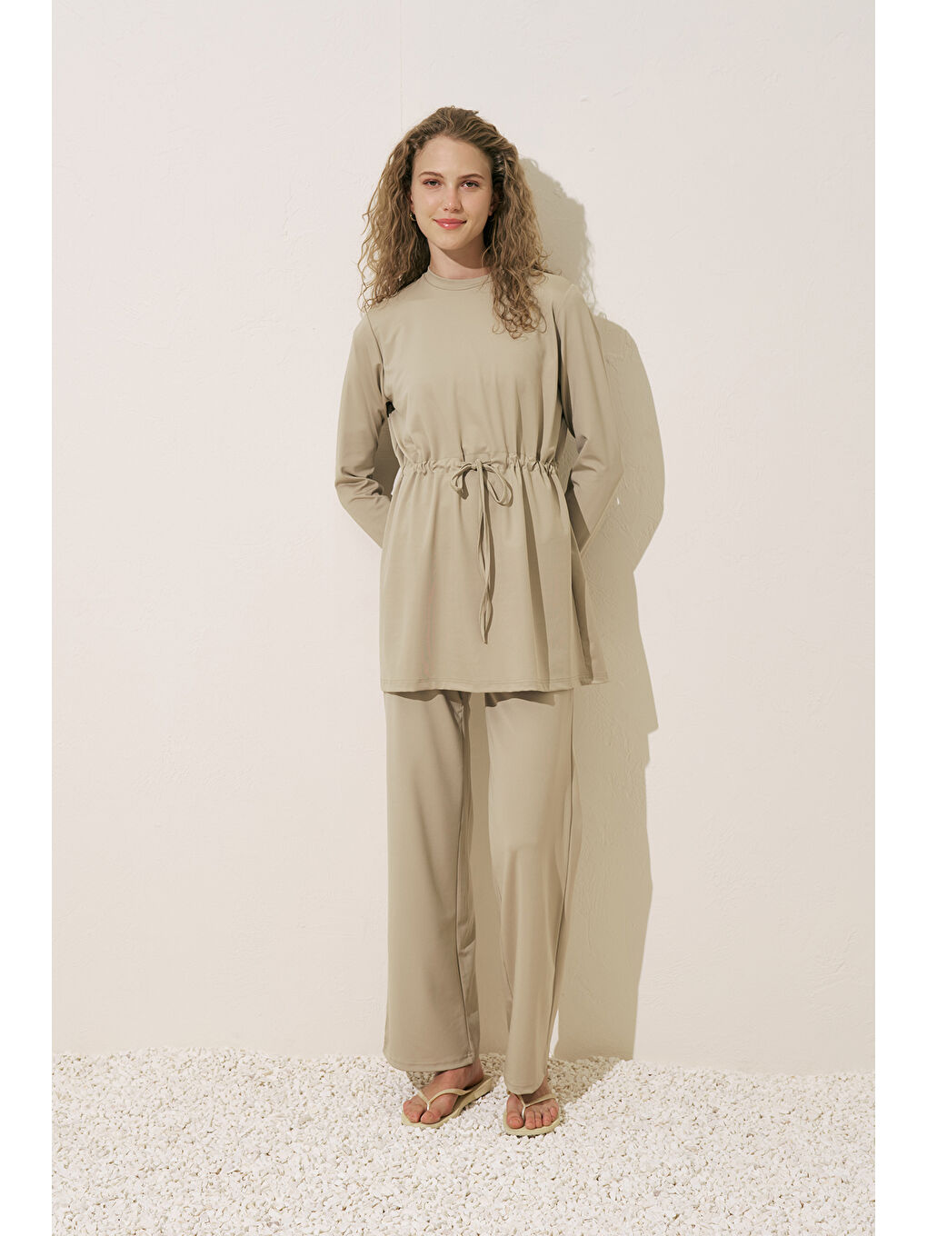 Beli Ayarlamalı Tesettür Mayo Yeşil-3