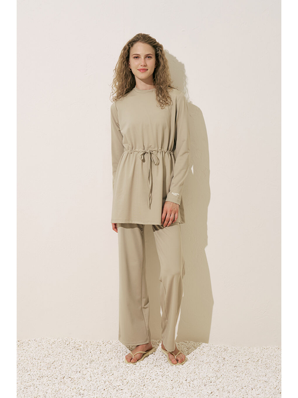 Beli Ayarlamalı Tesettür Mayo Yeşil-4