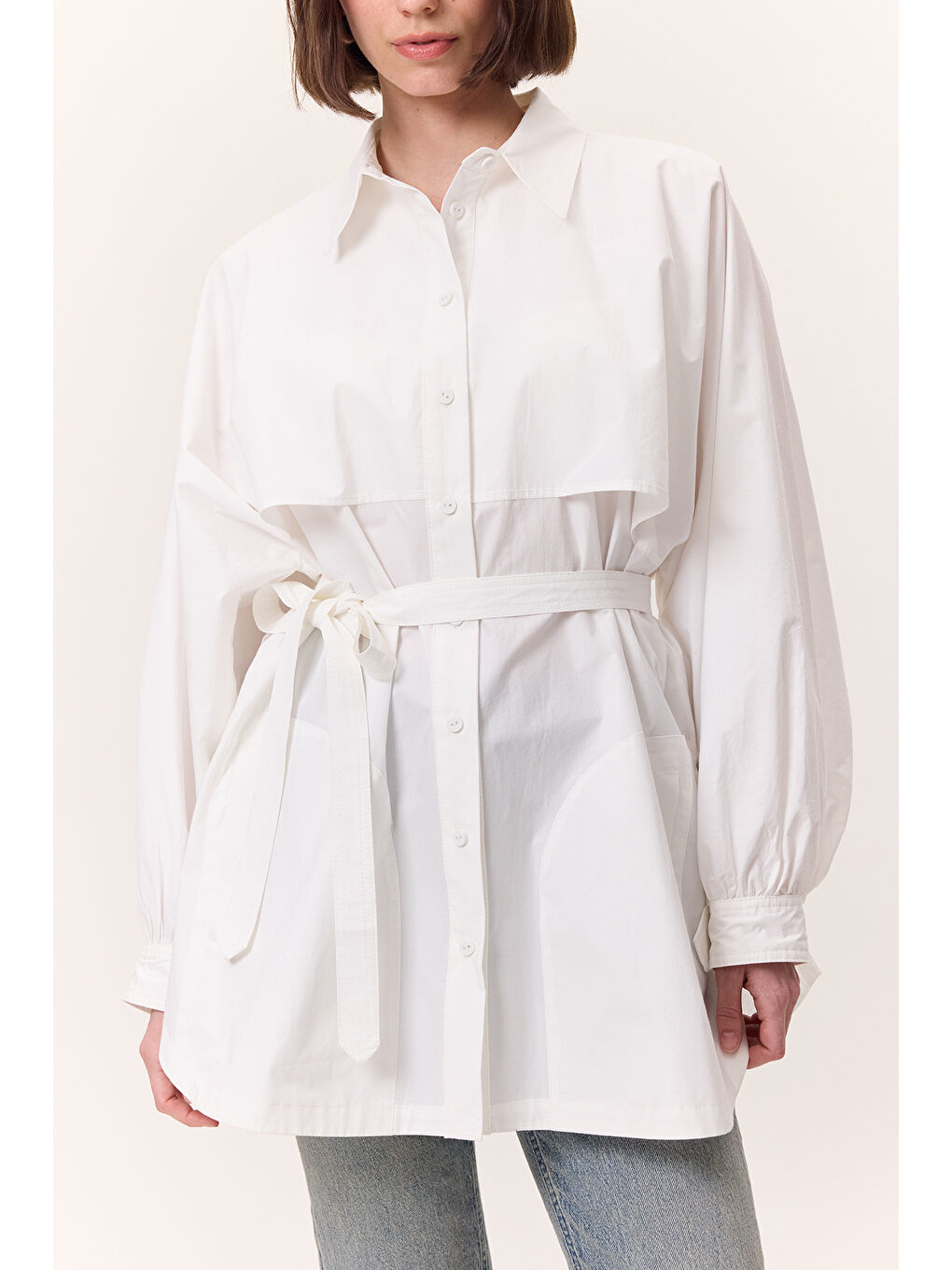 Trenç Tasarım Gömlek Ekru-2