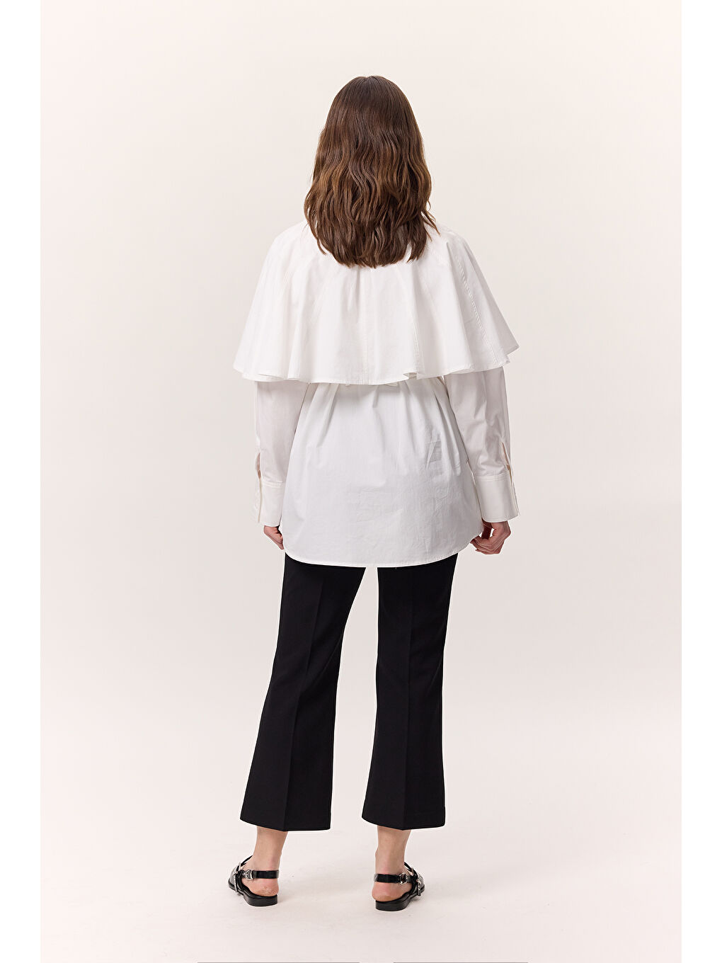 Pelerinli Tasarım Gömlek Ekru-7